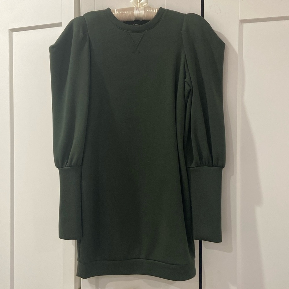 Ted Baker - Puff Sleeve Cotton Mini Dress In Green